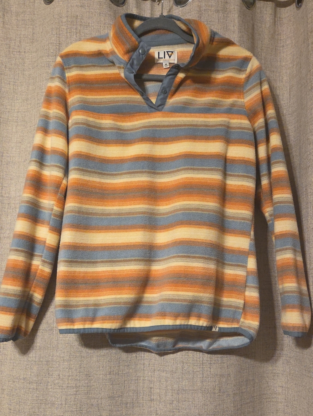 Striped Pullover Sweater - Blue, Orange, Cream